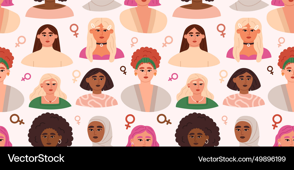 Diverse women seamless pattern Royalty Free Vector Image