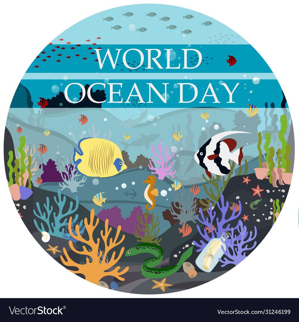 Flat underwater world Royalty Free Vector Image