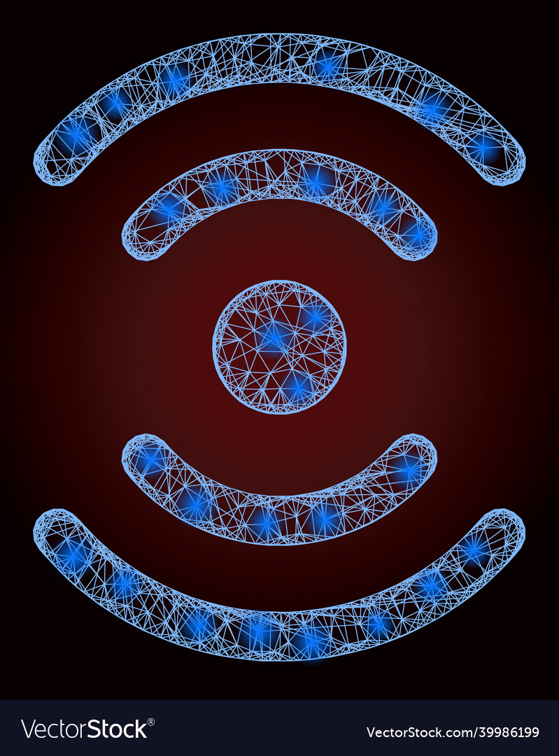 Glowing net mesh radio source with light spots vector image Glowing net mesh radio source with light spots