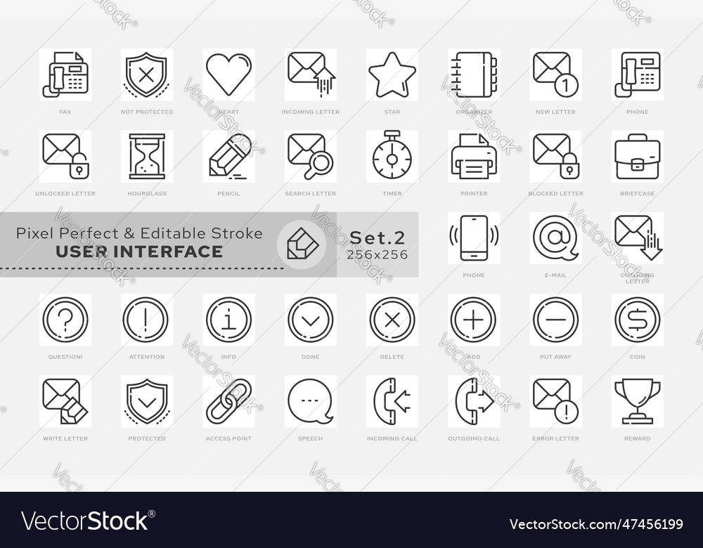 Pack icon user interface 02 vector image Pack icon user interface 02