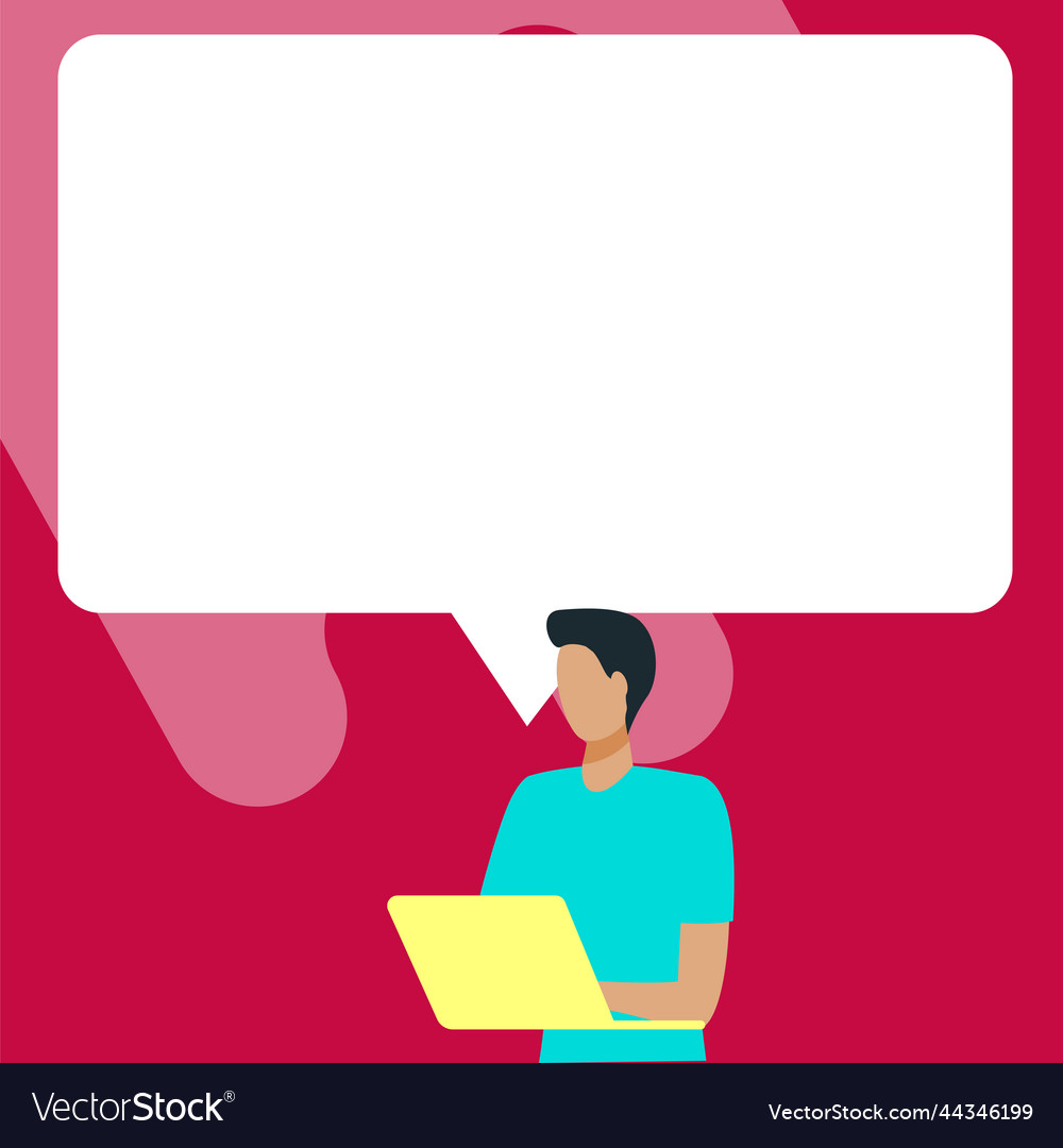 Presenter with conversation bubble showing new vector image Presenter with conversation bubble showing new