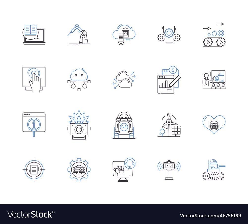 Robotic process automation outline icons vector image Robotic process automation outline icons