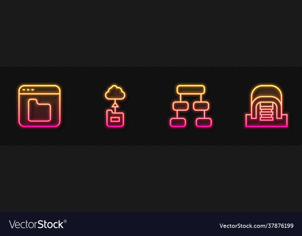 Set line hierarchy organogram chart browser files vector image Set line hierarchy organogram chart browser files