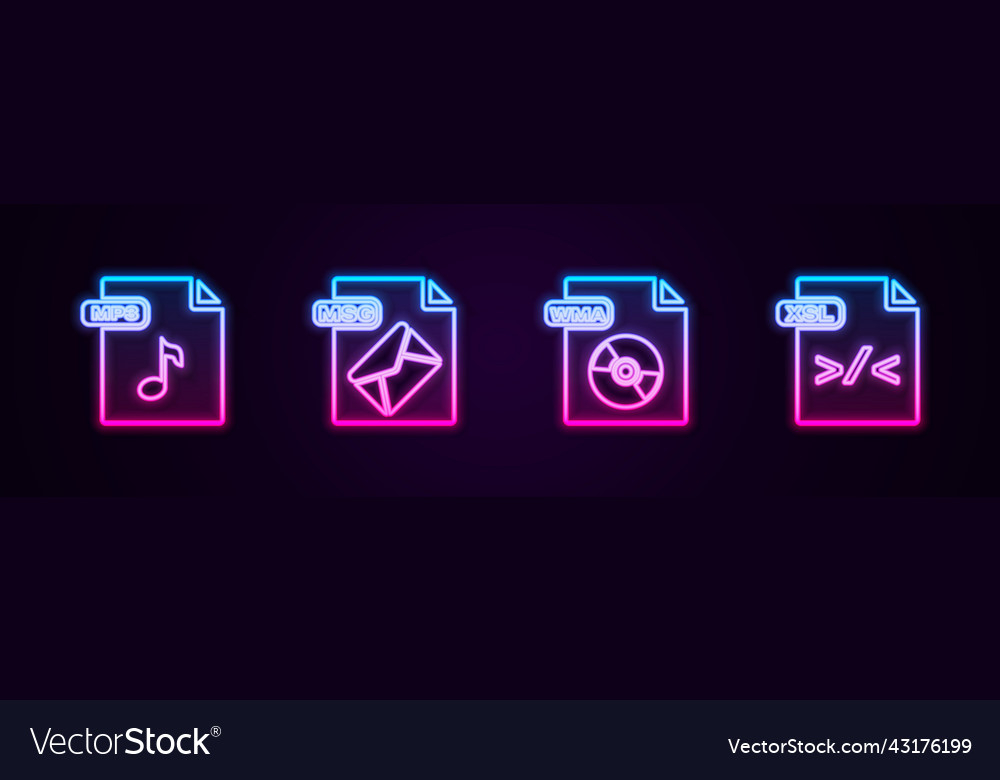 Set line mp3 file document msg wma and xsl vector image Set line mp3 file document msg wma and xsl