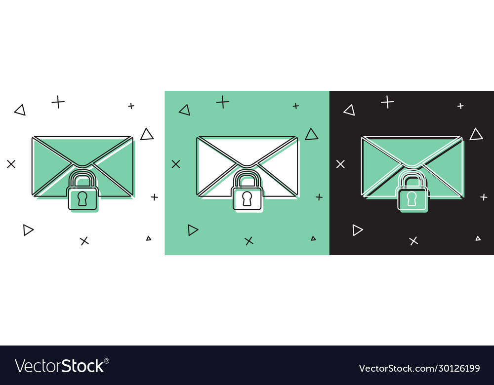 Set mail message lock password icon isolated vector image Set mail message lock password icon isolated