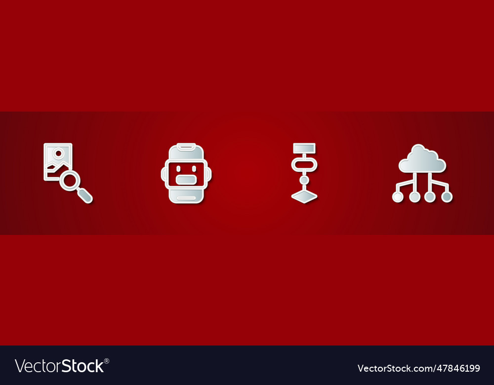 Set photo retouching chat bot algorithm vector image Set photo retouching chat bot algorithm