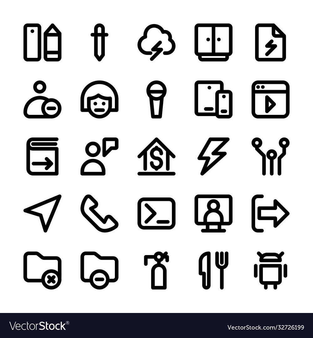 User interface bold line icons