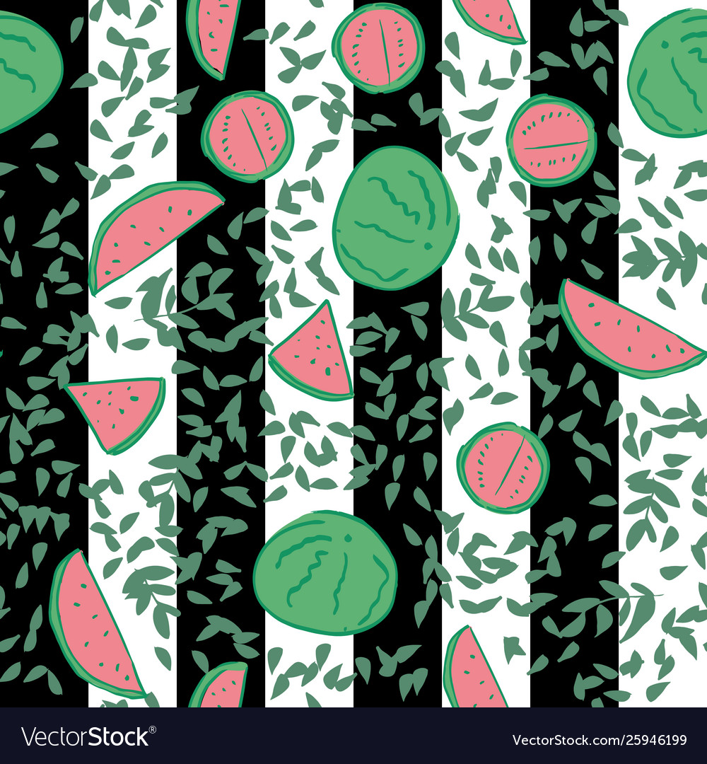 Watermelon stripe seamless pattern design vector image Watermelon stripe seamless pattern design