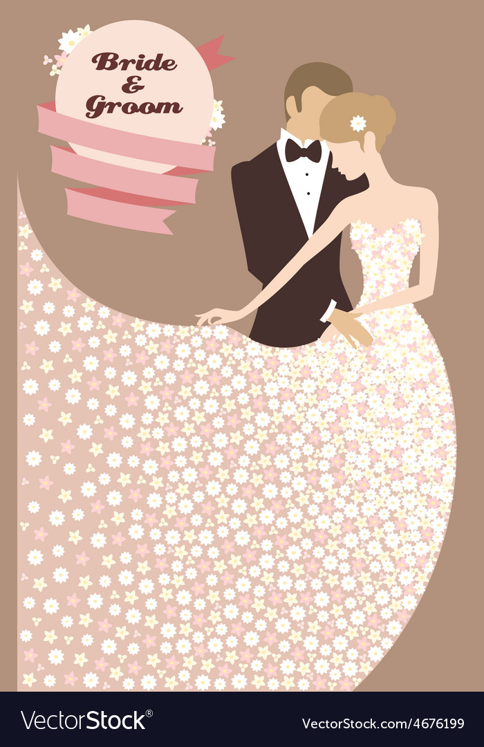 Wedding Invitation With Bride And Groom Royalty Free Vector 0011