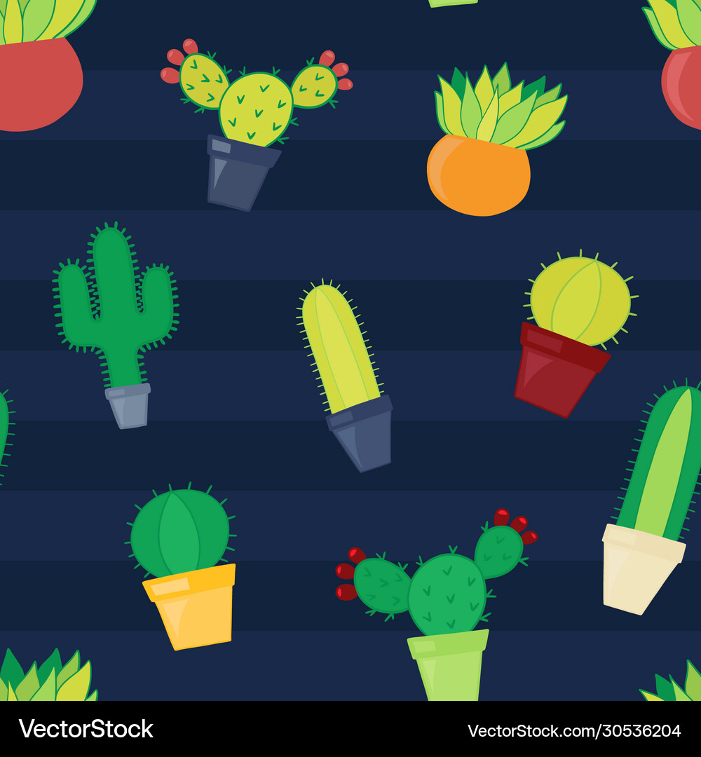 A seamless pattern cactus Royalty Free Vector Image