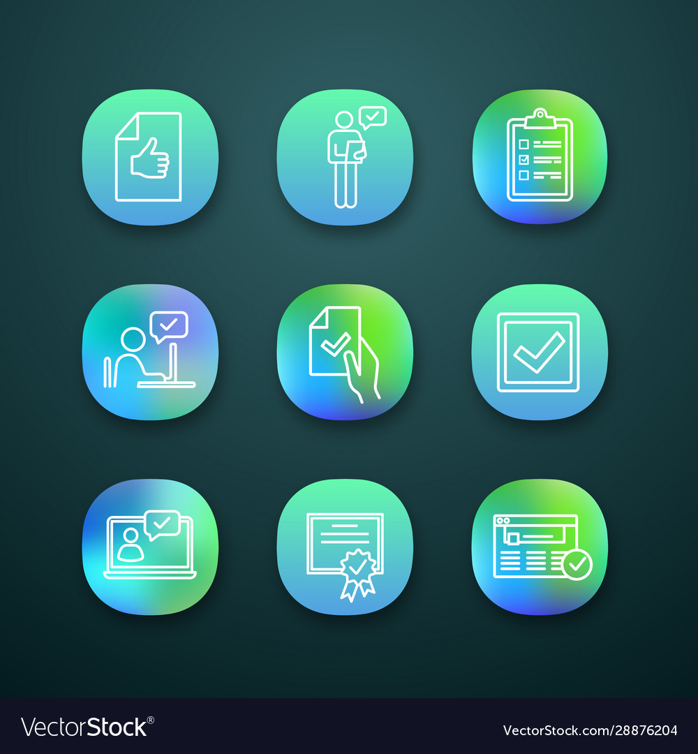 Approve app icons set vector image Approve app icons set
