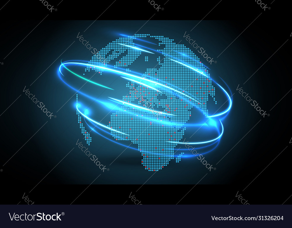 Blue abstract network background with globe vector image Blue abstract network background with globe