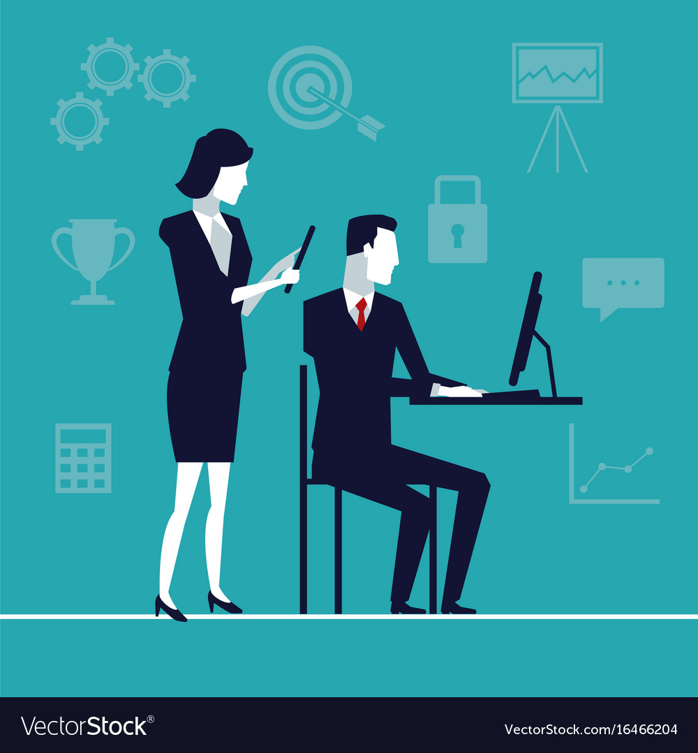 Color background with team of executives tech