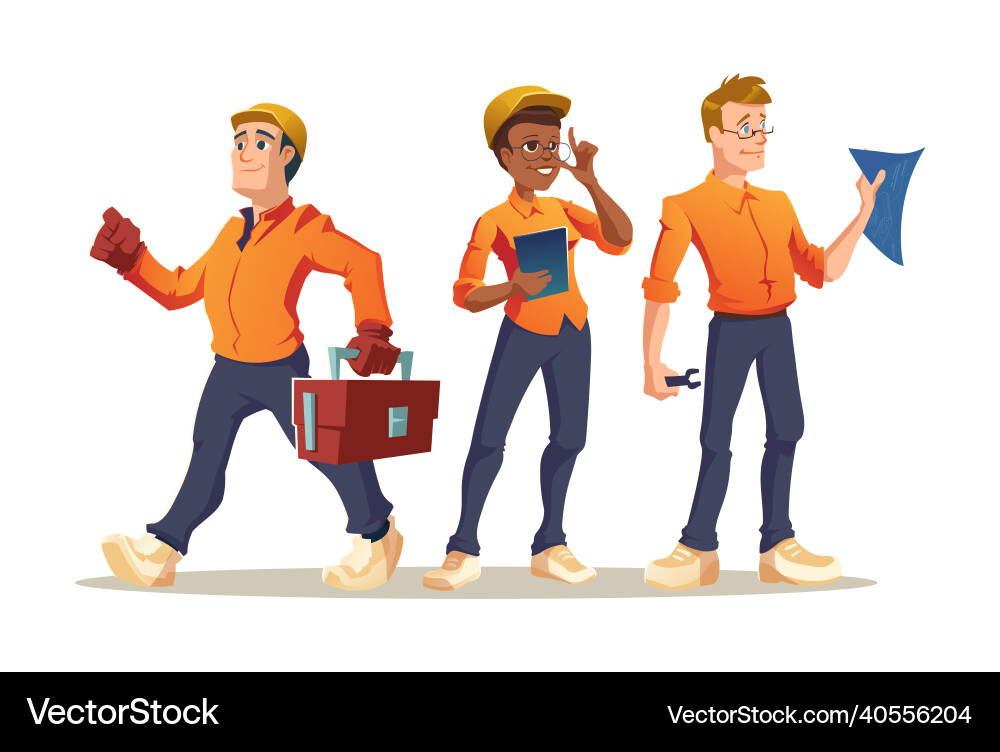 Construction workers builder engineer or foreman Vector Image