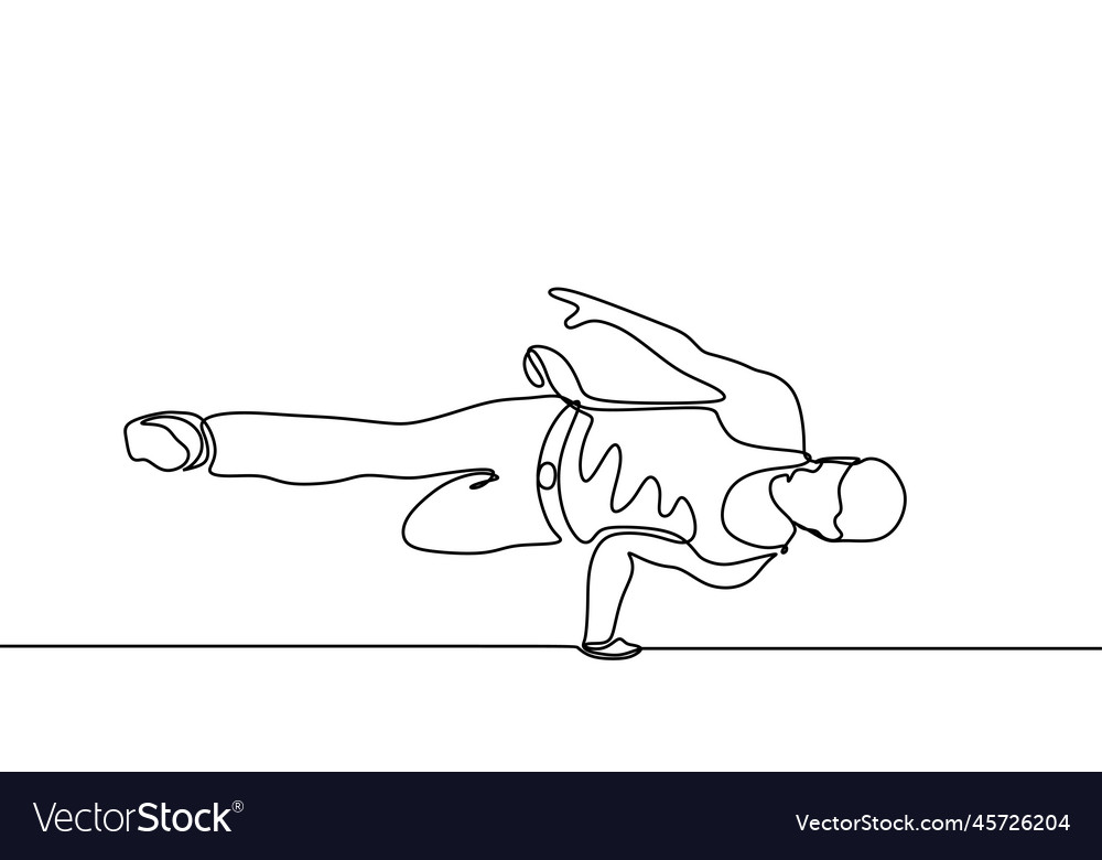 Continuous line drawing break dancer dancing vector image Continuous line drawing break dancer dancing