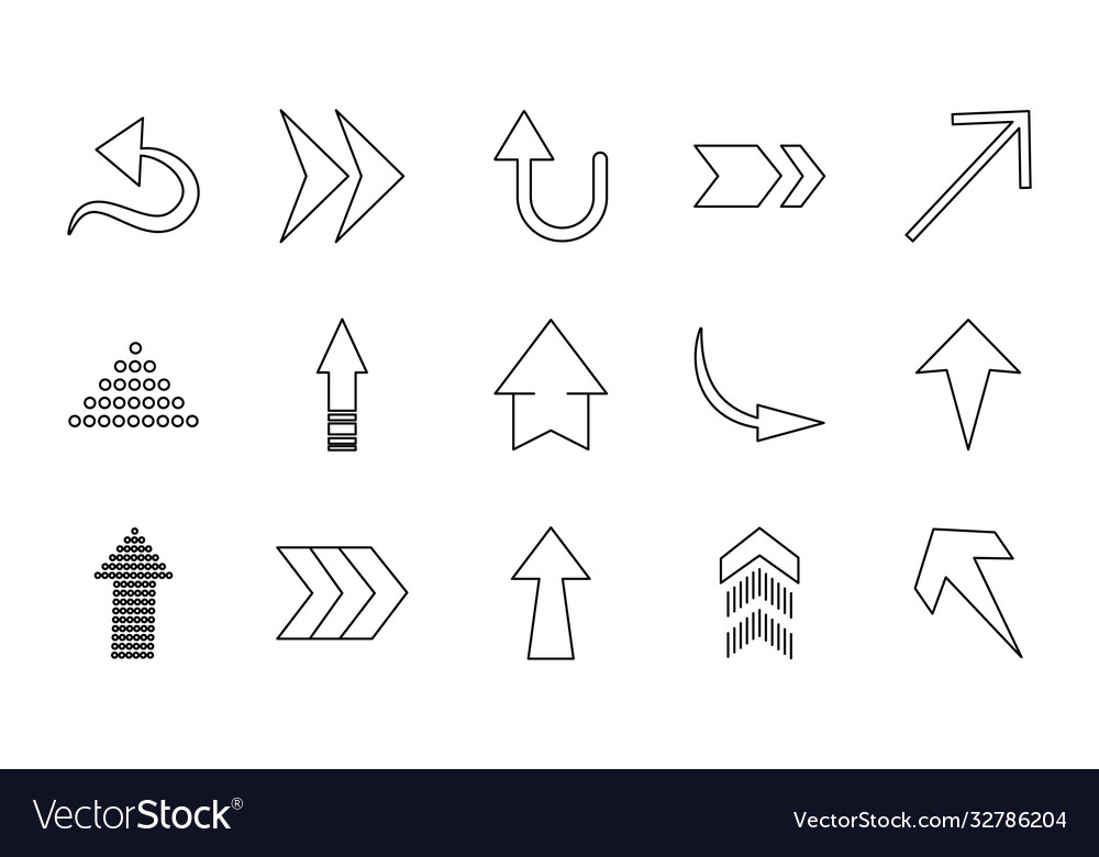 Curved arrows and icon set line style