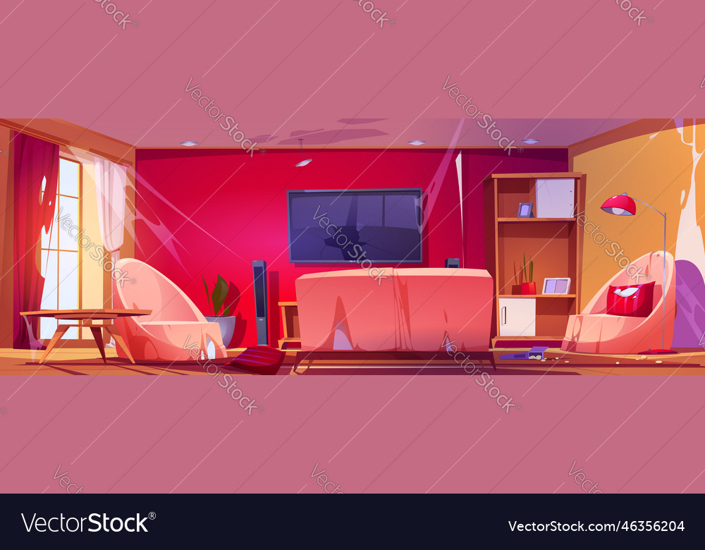 Dirty home old living room interior Royalty Free Vector