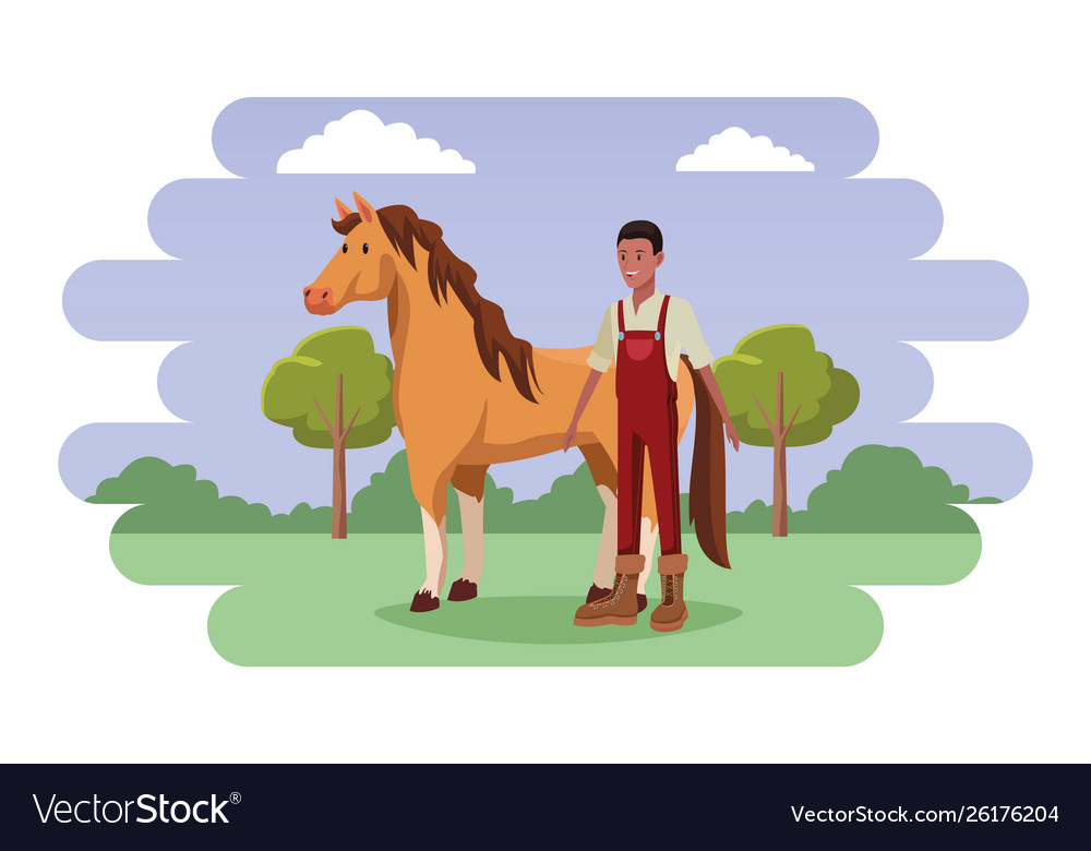 Farm animals and farmer cartoon Royalty Free Vector Image