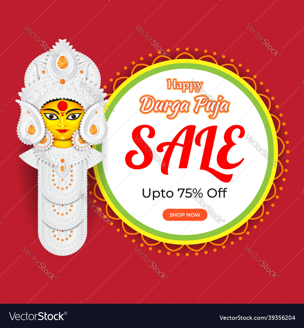 For indian hindu festival durga puja sale banner