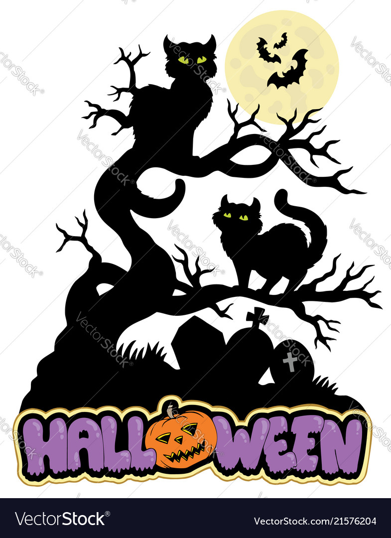 Halloween sign with cats