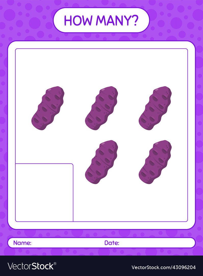 How many counting game with purple taewa vector image How many counting game with purple taewa