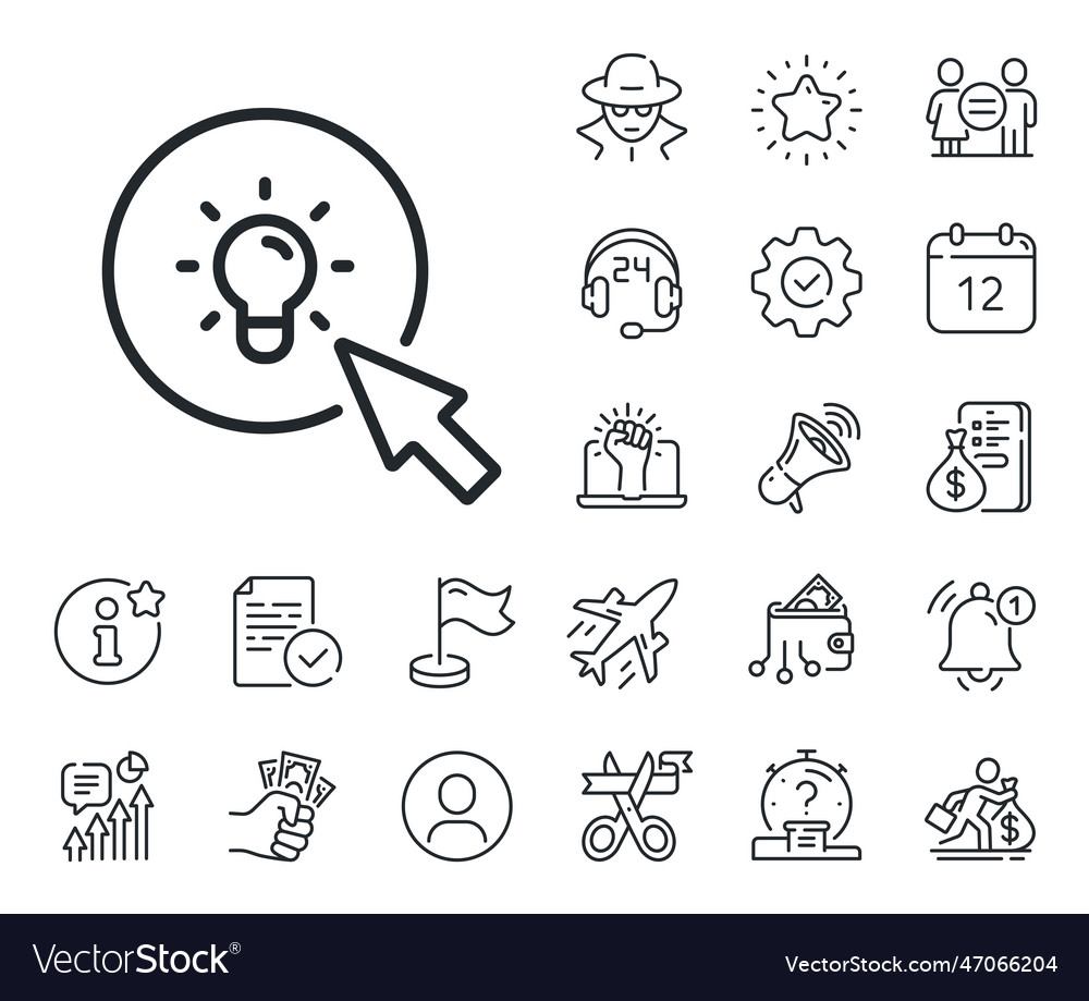 Idea lamp line icon mouse cursor sign salaryman
