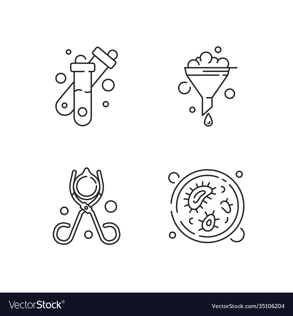 Laboratory tools linear icons set vector image Laboratory tools linear icons set