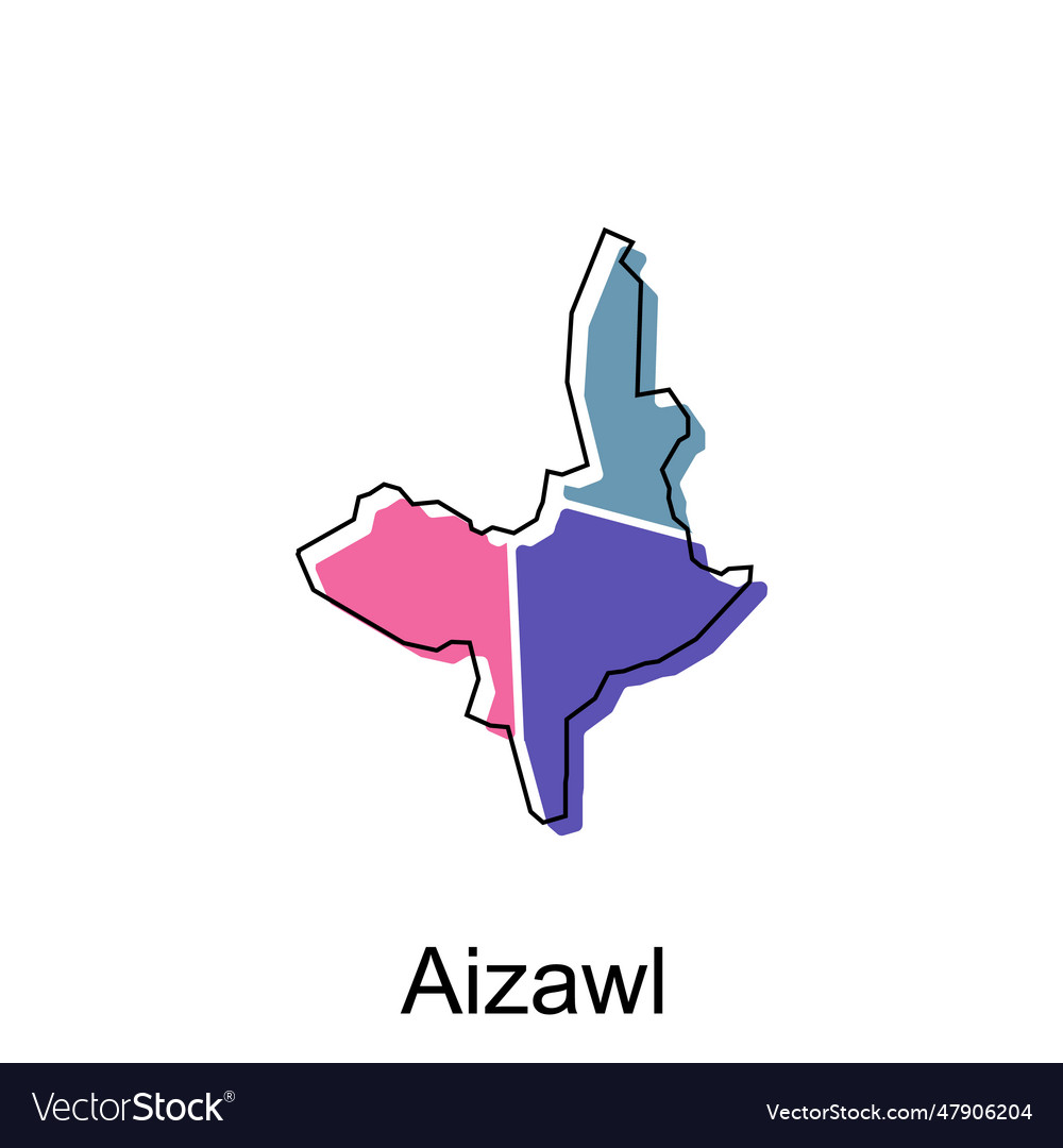 Map of aizawl city the india country Royalty Free Vector