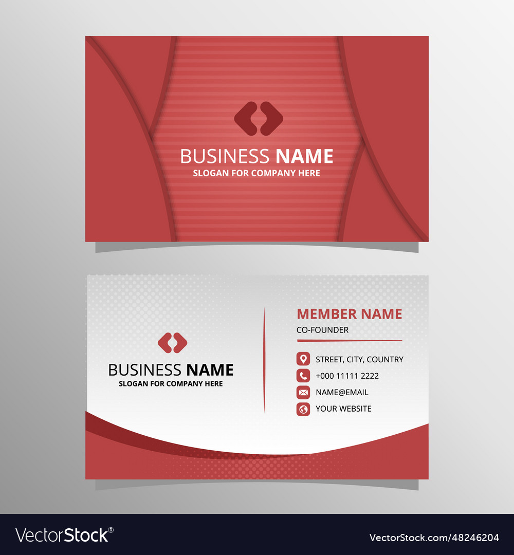 Modern red striped business card template Vector Image