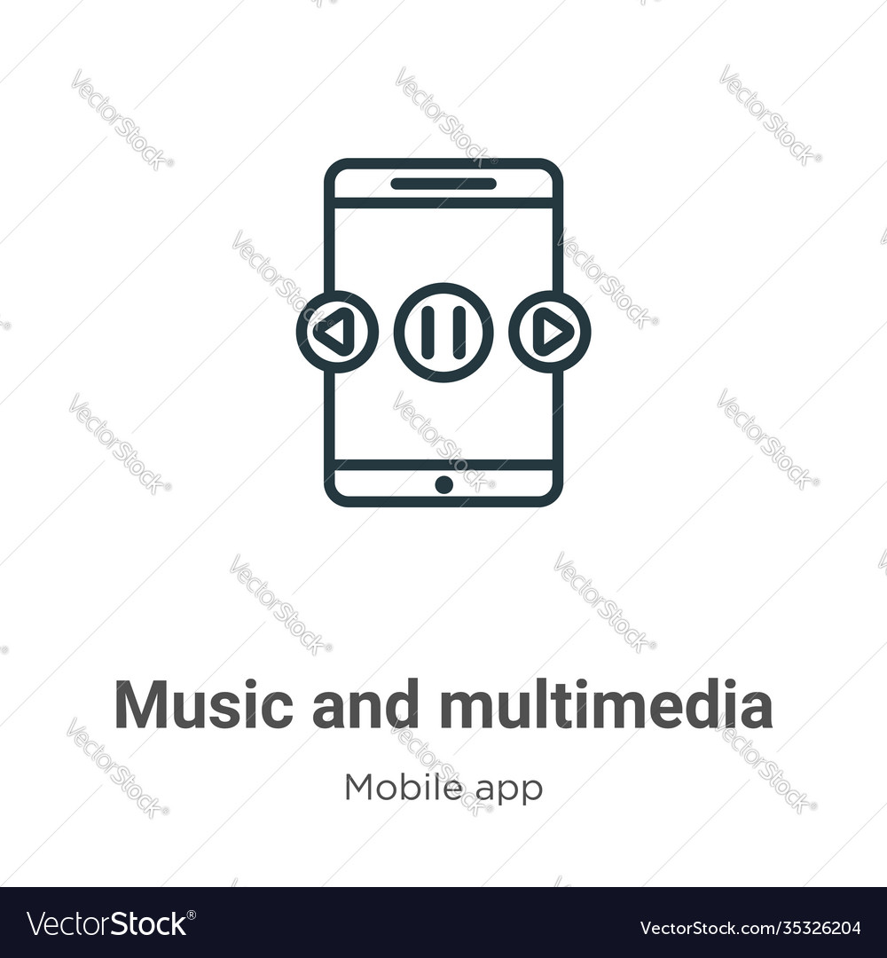 Musik und Multimedia Umriss Icon dünne Linie schwarz