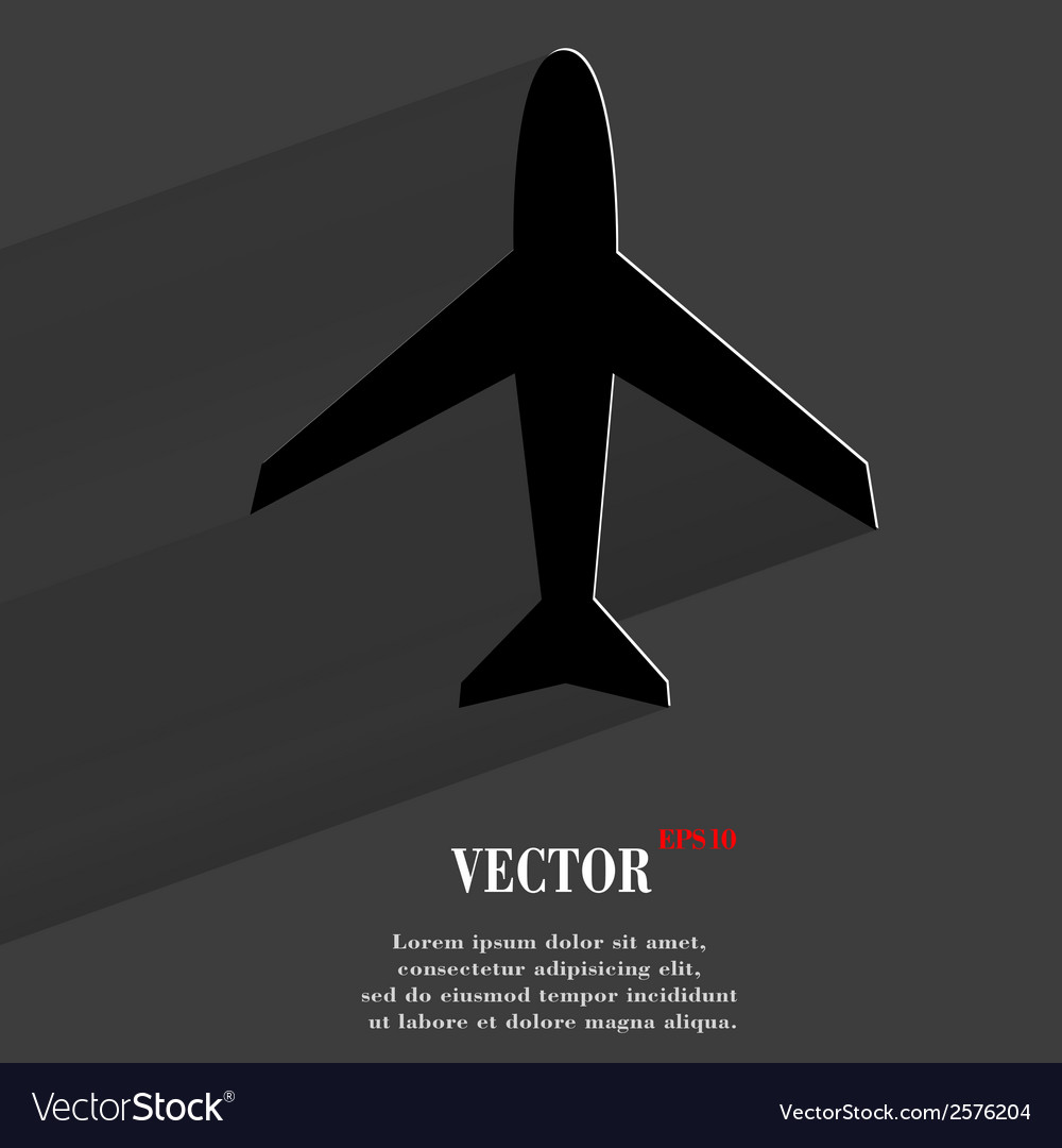 Plane flat modern web button with long shadow