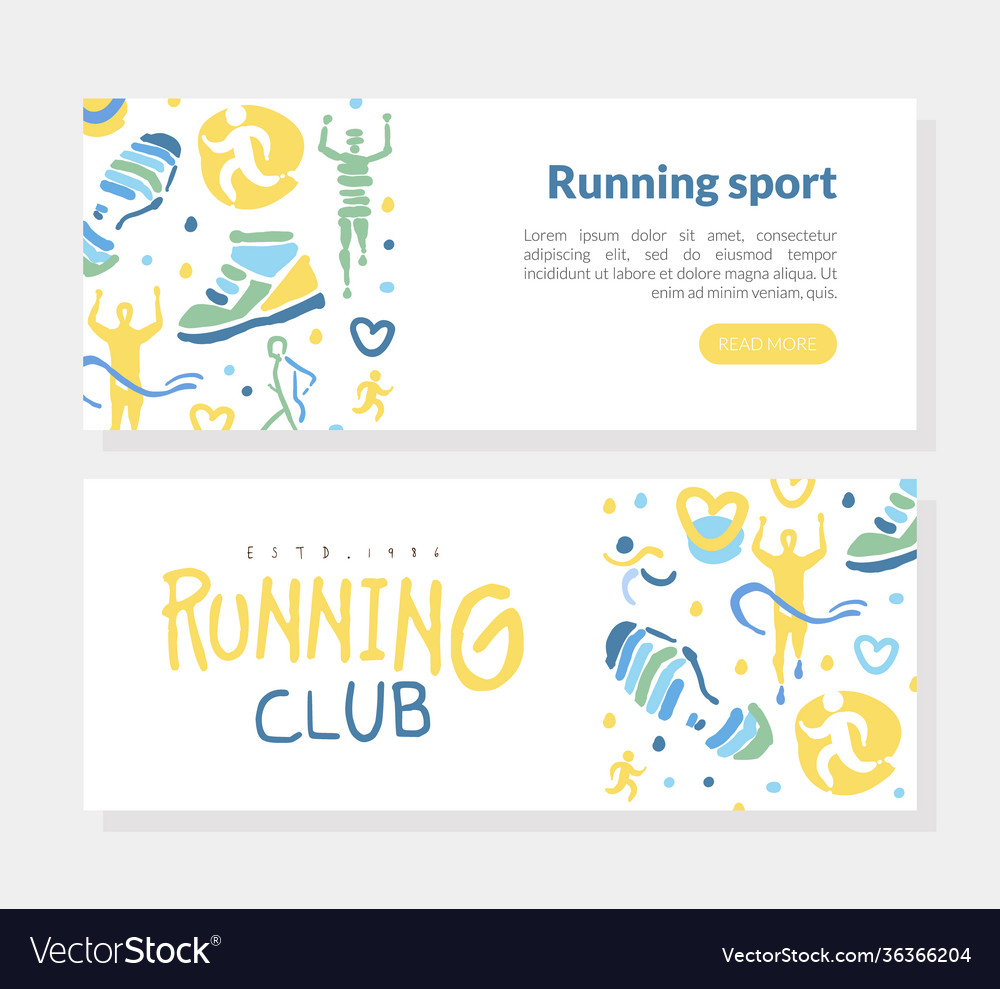 Running club banner templates set sports event