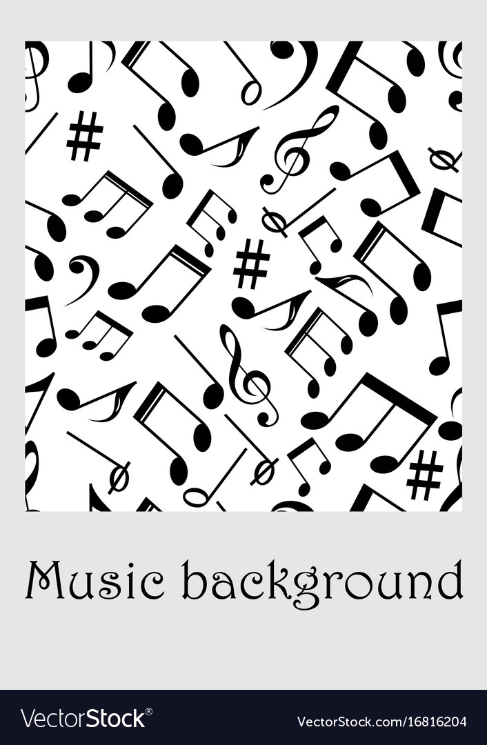 Seamless music background with notes treble clef