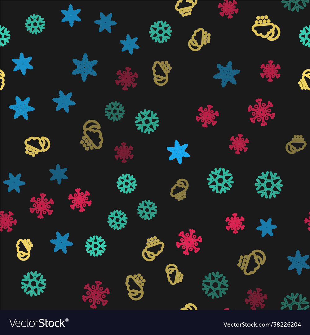 Set line snowflake cloud with snow and moon vector image Set line snowflake cloud with snow and moon