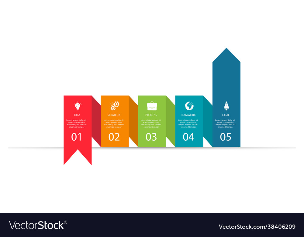 Abstract arrows graph diagram with 5 steps