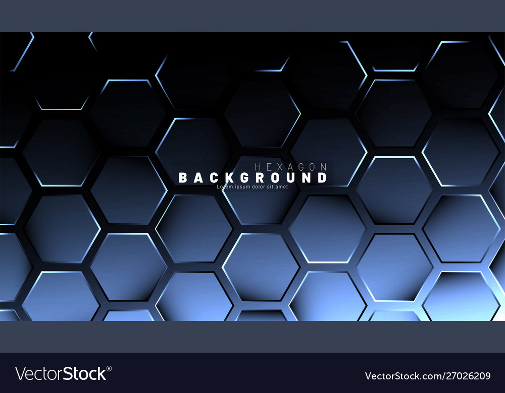 Abstract hexagon blue neon gradient pattern vector image Abstract hexagon blue neon gradient pattern