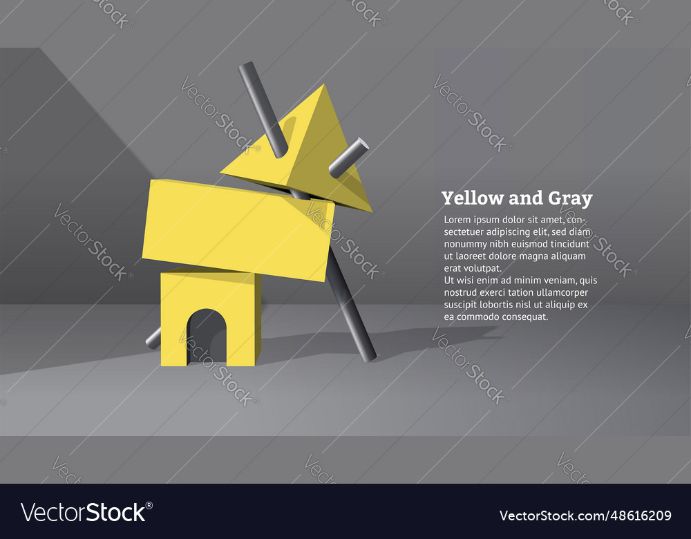 Abstract yellow 3d objects or elements