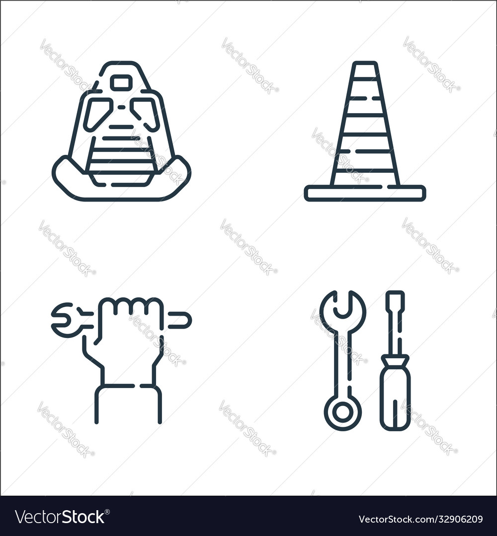 Auto racing line icons linear set quality vector image Auto racing line icons linear set quality