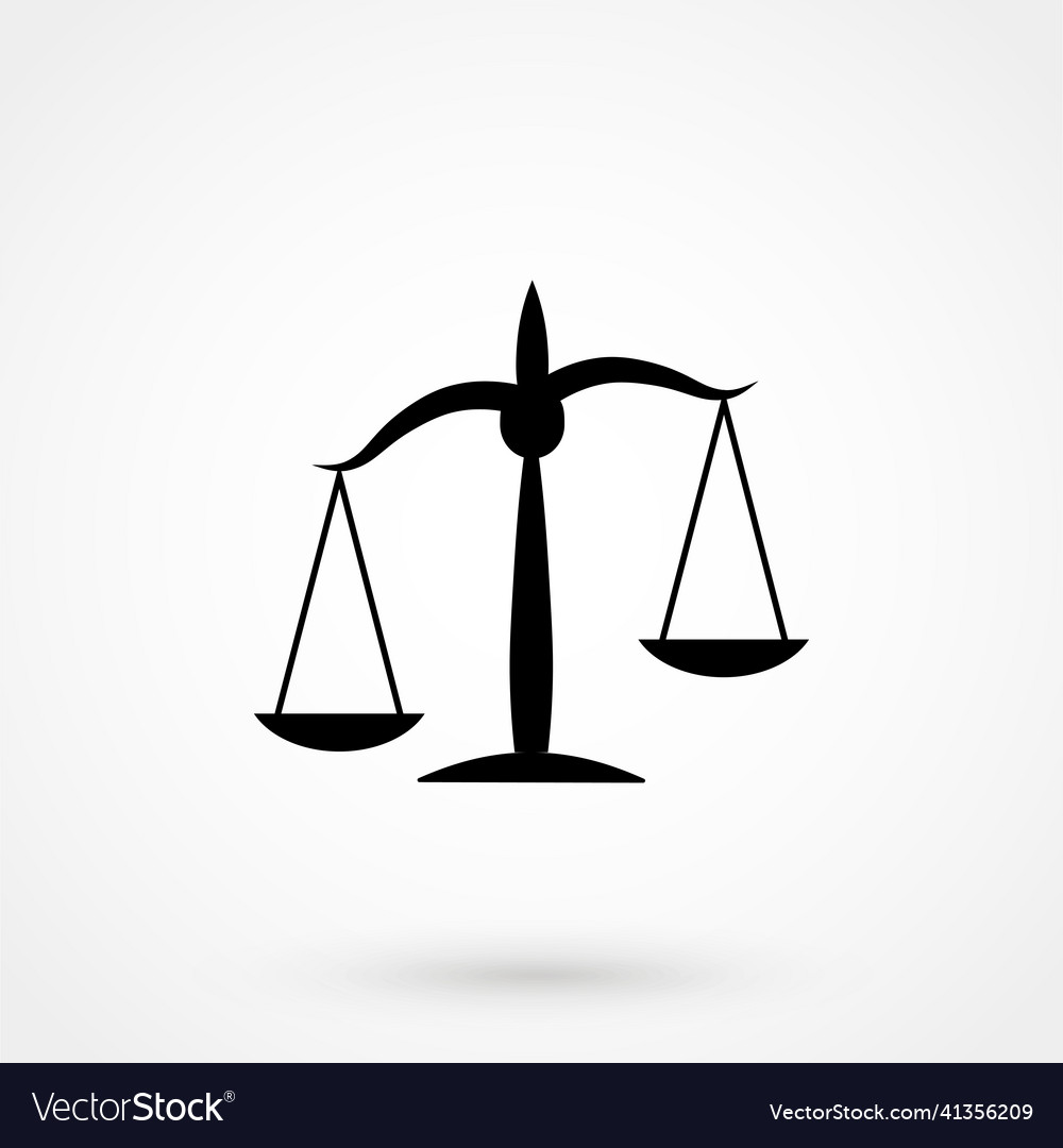 Black justice scale icon on white background Vector Image