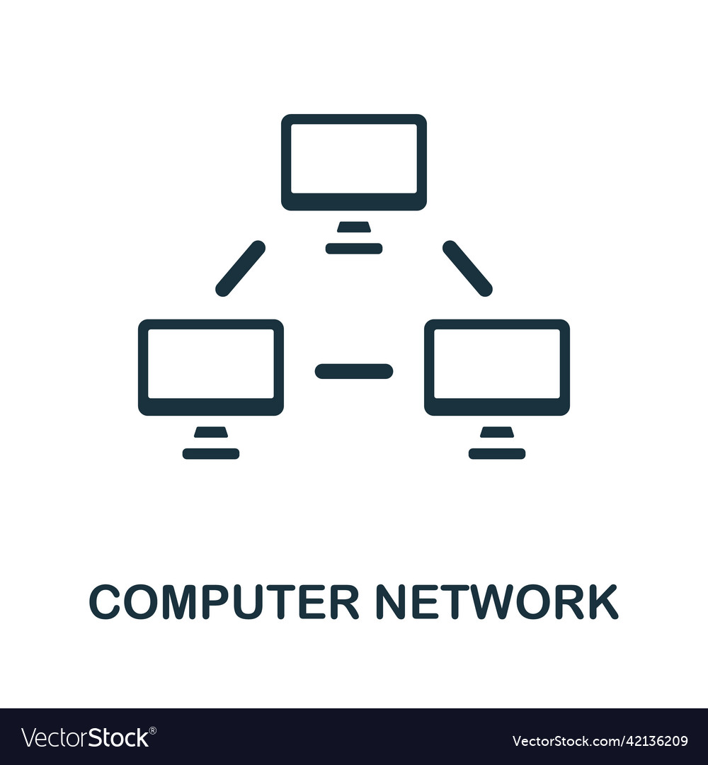 Computer network flat icon colored element sign vector image Computer network flat icon colored element sign