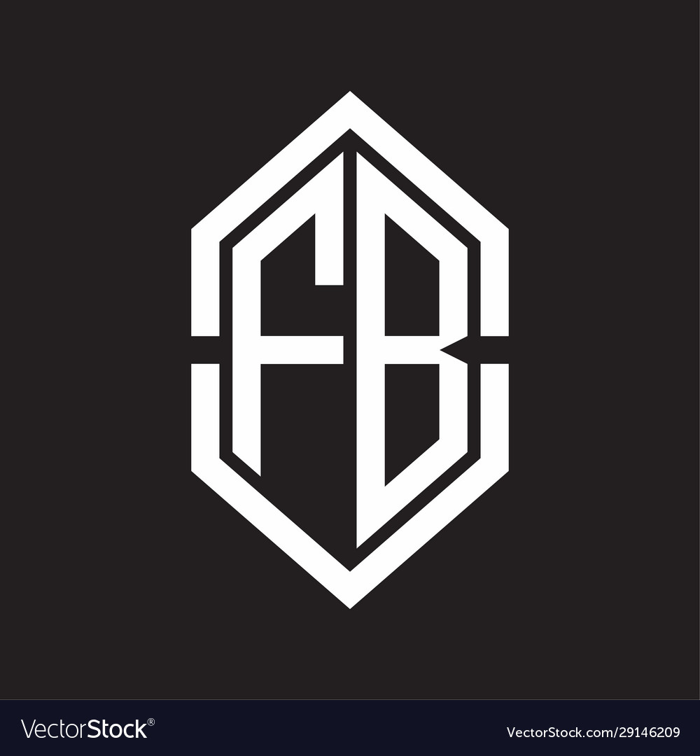 Fb logo monogram with hexagon shape and outline