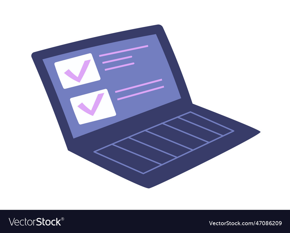 Laptop with questionnaire vector image Laptop with questionnaire