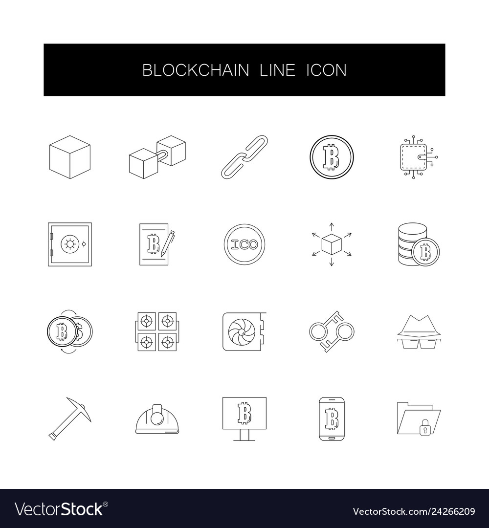 Line icons set blockchain pack
