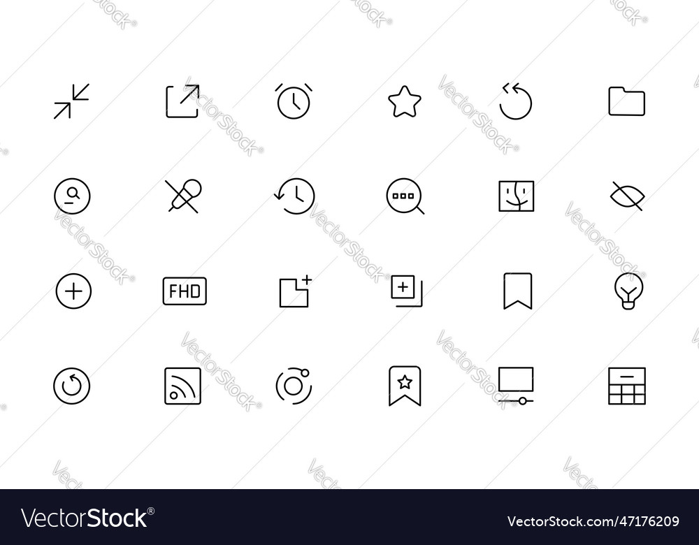 Pixel perfect basic user interface essential set vector image Pixel perfect basic user interface essential set