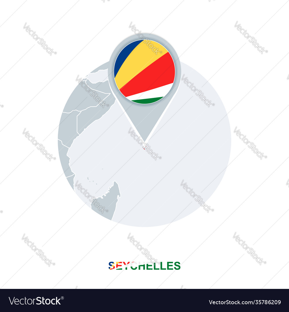 Seychelles map and flag icon with highlighted