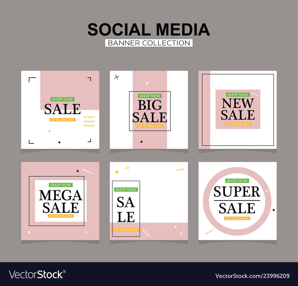 Social Media Banners Pack For Website And Mobile Vector Image