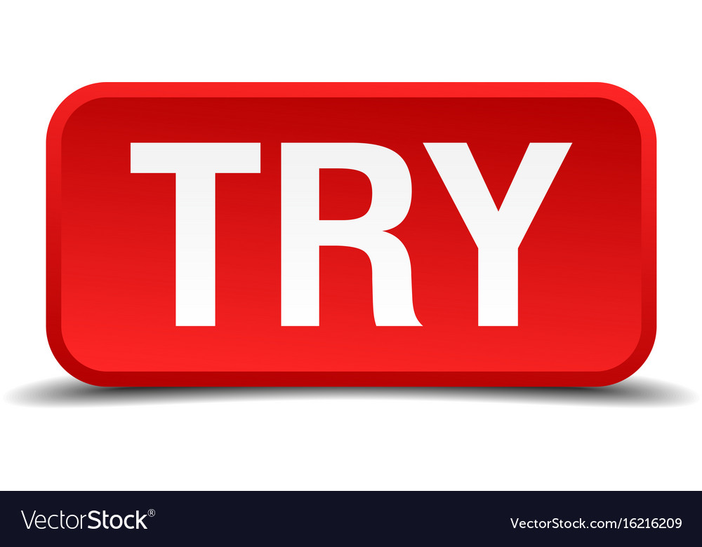 Try red 3d square button isolated on white