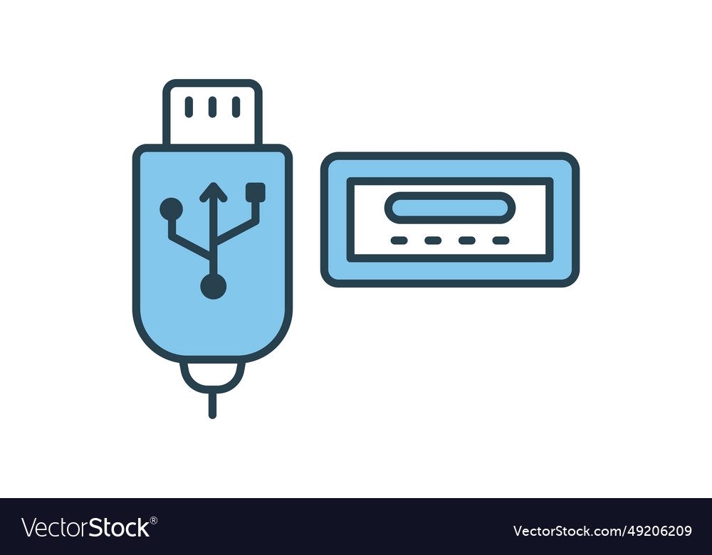 Usb port icon related to device computer vector image Usb port icon related to device computer