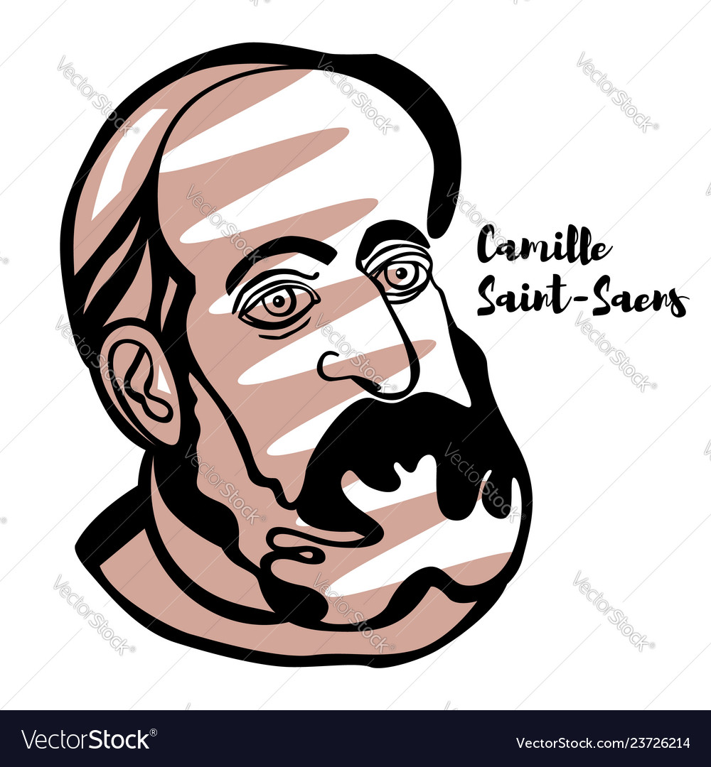 Camille saint-saens portrait Royalty Free Vector Image