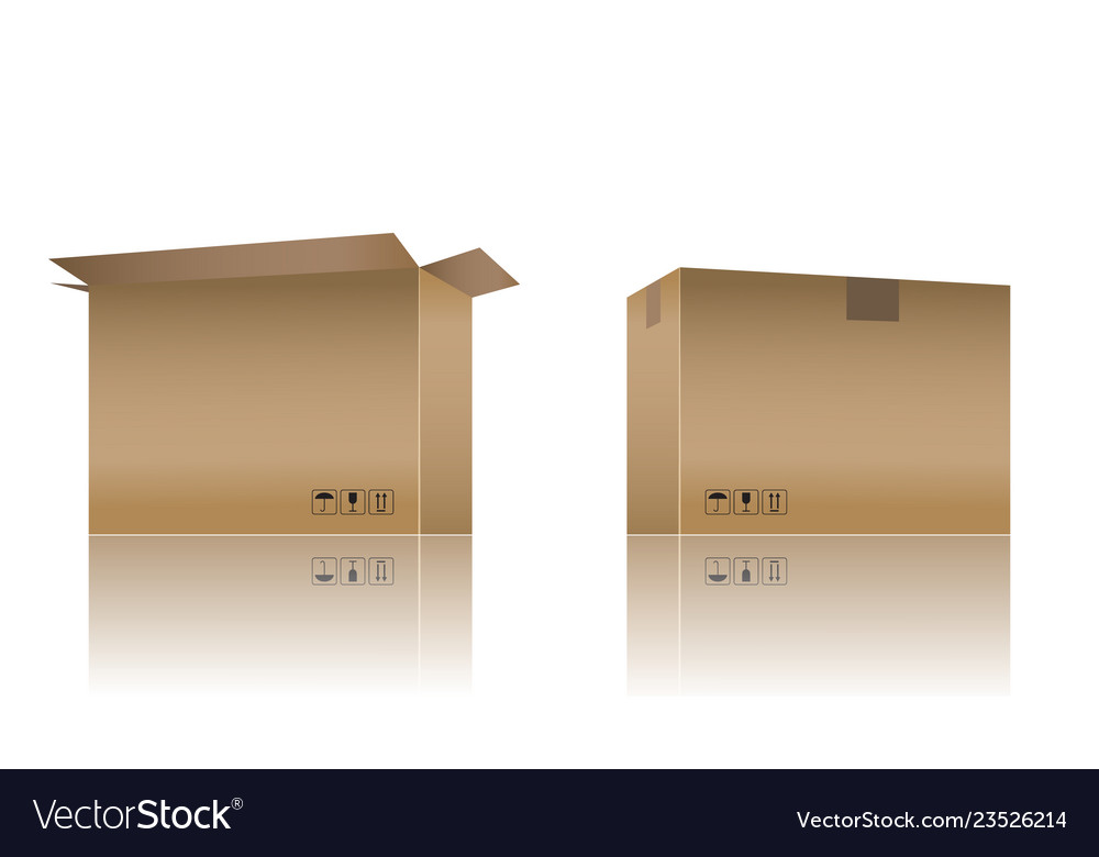 Cardboard box mockup with realistic color design